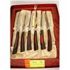 Image 1 : 1950S RED PLASTIC HANDLED STEAK KNIFE SET