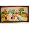 Image 1 : ANTIQUE CZECH FOLK ART PAINTING DANCE SCENE MIXED