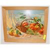 Image 1 : VINTAGE PAINTING ON BOARD OF FRUIT BASKET