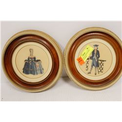 FRAMED PAIR OF NEEDLEPOINT MAN AND WOMAN