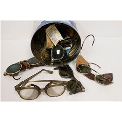 TIN FULL OF ASSORTED VINTAGE WELDING AND SHOP