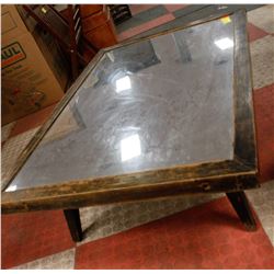 1950S MIRROR TOP COFFEE TABLE. 35 X 23 X 11