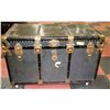 Image 1 : ANTIQUE STEAMER TRUNK LARGE BLACK. 34 X 18 X 19