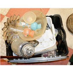 BIN OF ASSORTED VINTAGE CHINA FIGURES & MORE