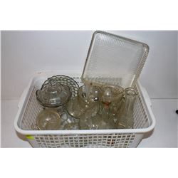 ASSORTED VINTAGE CUT GLASSWARE, DISHES, CUPS ETC