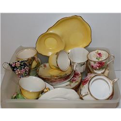 ASSORTED ANTIQUE TEA CUPS TEA POT CREAMER ETC