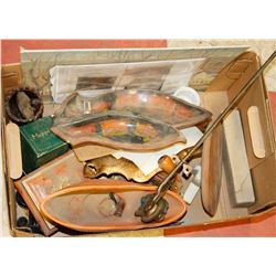 BOX WITH MCCOY POTTERY AND COLLECTIBLES