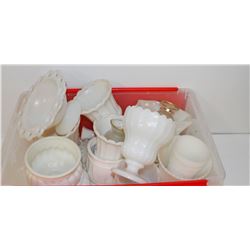 ASSORTED VINTAGE MILK GLASS DISHES COLLECTIBLES