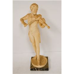 ANTIQUE ITALIAN MUSICIAN STATUE ON MARBLE BASE