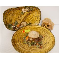 SET OF 1970 GEO LEFTON MUSHROOM WARE PLATTERS