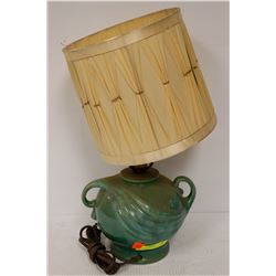 1970S DECORATIVE GREEN LAMP. 22" TALL