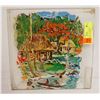 Image 1 : REVERSE PAINTED TROPICAL VILLAGE SCENE ON PLEXI