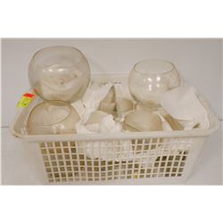 BIN OF ASSORTED GLASSWARE