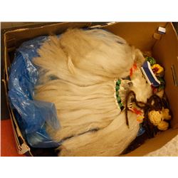 BOX OF ASSORTED VINTAGE FABRIC ART WALL HANGINGS