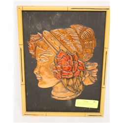 ORIGINAL COPPER PICTURE OF LADY IN PROFILE