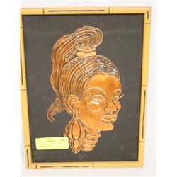 ORIGINAL COPPER PICTURE OF LADY IN PROFILE