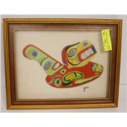 ORIGINAL HAIDA STYLE PAINTING SIGNED. 14 X 12