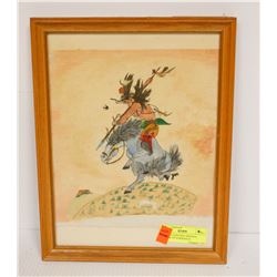 VINTAGE PAINTING ORIGINAL HUNTER ON HORSEBACK
