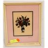 Image 1 : VINTAGE GLASS PAINTED PICTURE FLORAL SIGNED J