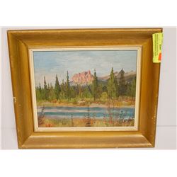 ORIGINAL OIL PAINTING OF MOUNTAINS SIGNED L NAGY