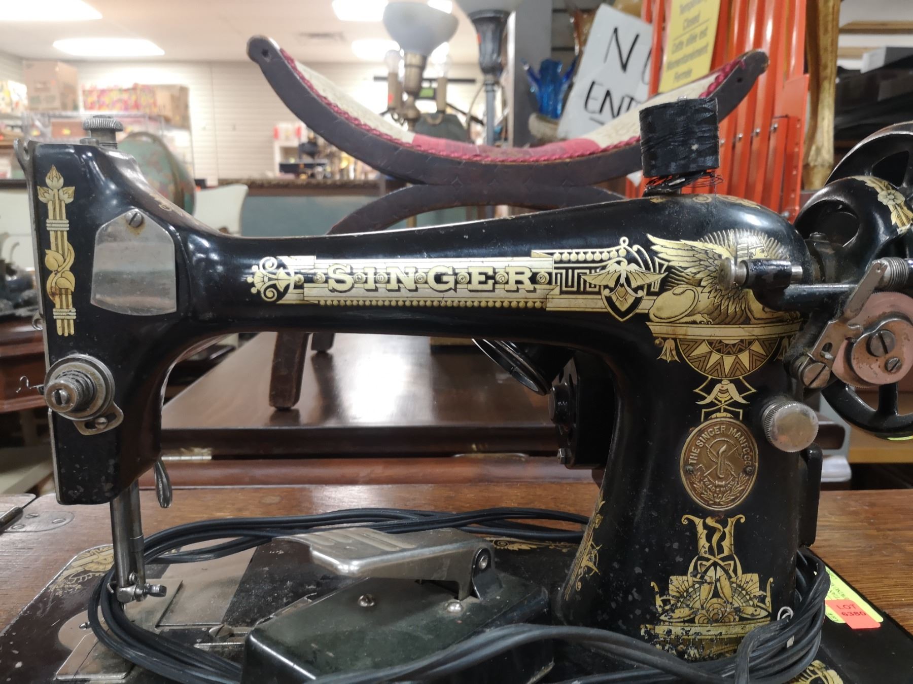 EGYPTIAN THEMED SINGER TREADLE SEWING MACHINE
