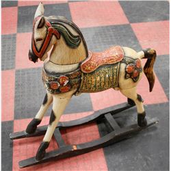 WOODEN CARVED ROCKING HORSE 33 INCH TALL