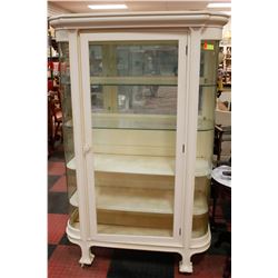 ANTIQUE CURVED GLASS DINING HUTCH MIRRORED BACK