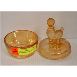 ANTIQUE POODLE GLASS DISH WITH LID