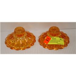 ANTIQUE DEPRESSION GLASS CANDLE STICK HOLDERS