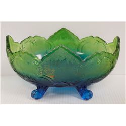 ANTIQUE DEPRESSION GLASS GREEN AND BLUE BOWL