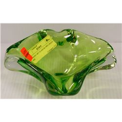 MURANO ART GLASS BLOWN GREEN DISH