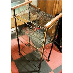 1950S DOUBLE RECORD RACK 37 INCH TALL