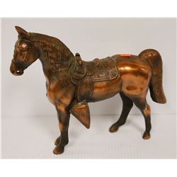 VINTAGE BRASS HORSE STATUE 10 INCH TALL