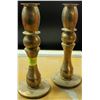 Image 1 : PAIR OF HEAVY BRASS CANDLE HOLDERS 10 INCH TALL