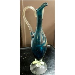 ITALIAN ART GLASS VASE BLUE 15 INCH TALL