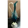 Image 1 : ITALIAN ART GLASS VASE BLUE 15 INCH TALL