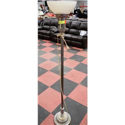 ANTIQUE NICKLE PLATED TORCHIERE WITH SHADE