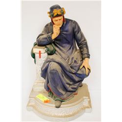 LARGE CAST STATUE OF DANTE HAND PAINTED 17 INCH