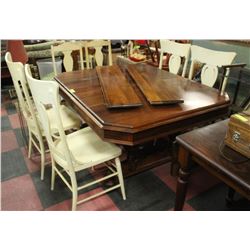 ANTIQUE PEDESTAL DINING TABLE WITH TWO LEAVES &