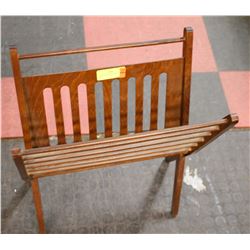 VINTAGE MAGAZINE RACK SOLID WOOD. 18 X 21