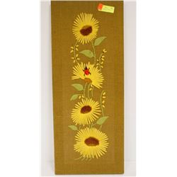 VINTAGE CREWEL FLOWERS AND LADY BUG PICTURE