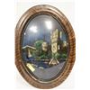 Image 1 : ANTIQUE CURVED GLASS REVERSE GLASS PAINTED CASTLE