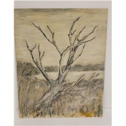 ORIGINAL OIL PAINTING WINTER TREE 16 X 20