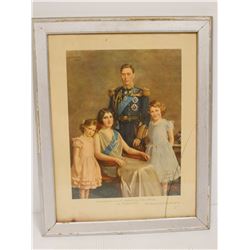 1937 ROYAL FAMILY PORTRAIT CRACKED GLASS 16 X 20