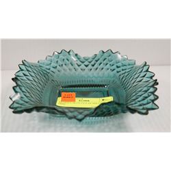 ANTIQUE BLUE CUT GLASS CANDY DISH