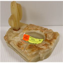 HAND CARVED JADE CACTUS ASHTRAY