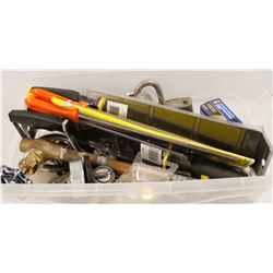 TUB OF ASSORTED TOOLS AND FILES