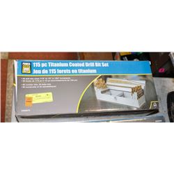 115 PIECE TITANIUM COATED DRILL BITS IN BOX