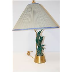 1950S GREEN CRANE STATUE LAMP WITH SHADE 29 INCH
