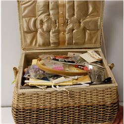 LARGE BASKET FULL OF SEWING NOTIONS
